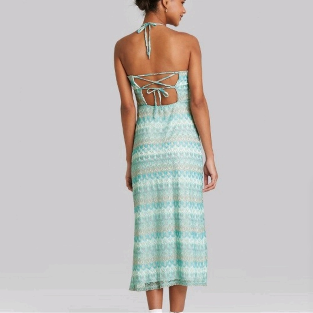 Crochet Slip Dress-Wild Fable-Aqua Blue Size Medium
